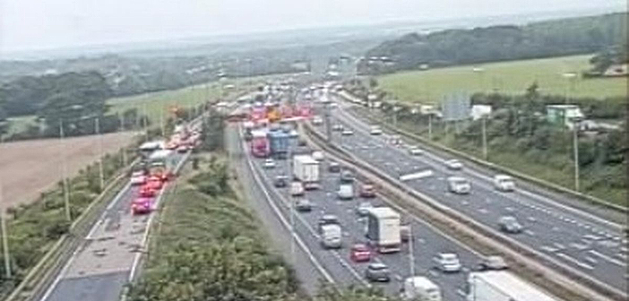 Six miles of congestion following collision on M6 Thelwall viaduct