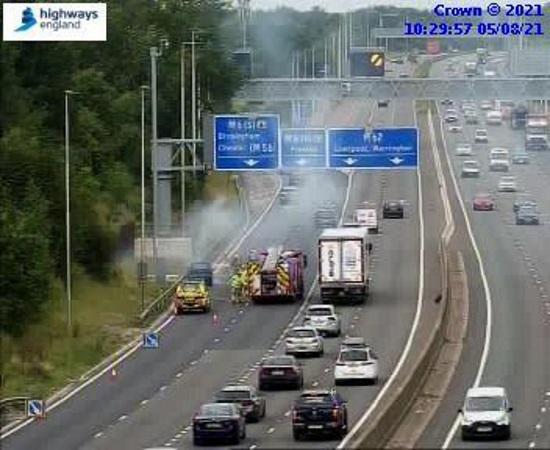 Collision car fire and stranded lorry cause delays on M6 and M62